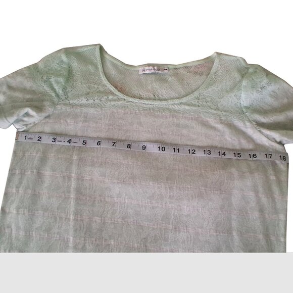 Revolution by Ricki's, Women's Lace T-Shirt, White with Pastel Aqua, Medium - Picture 7 of 11